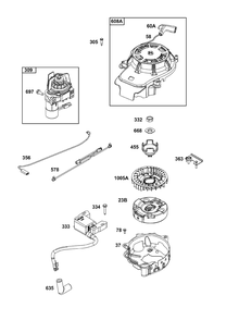 Flywheel, Ignition And Starter Group Diagram and Parts List for 103M05-0111-F1 100000 - 19Z999 Briggs and Stratton Engine